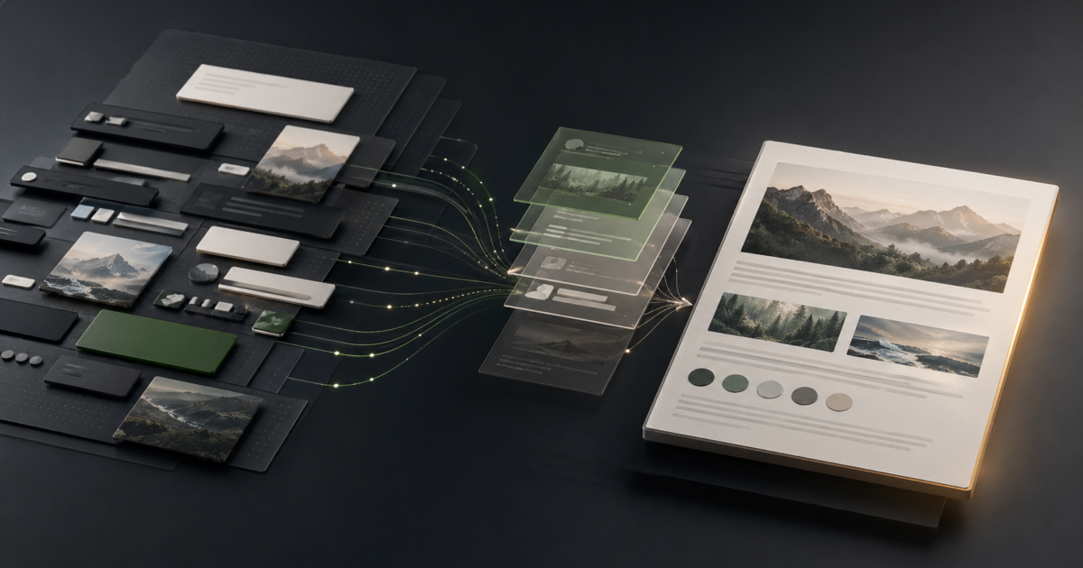 Abstract WordPress publishing workflow transforming AI writing plugin outputs into a polished draft