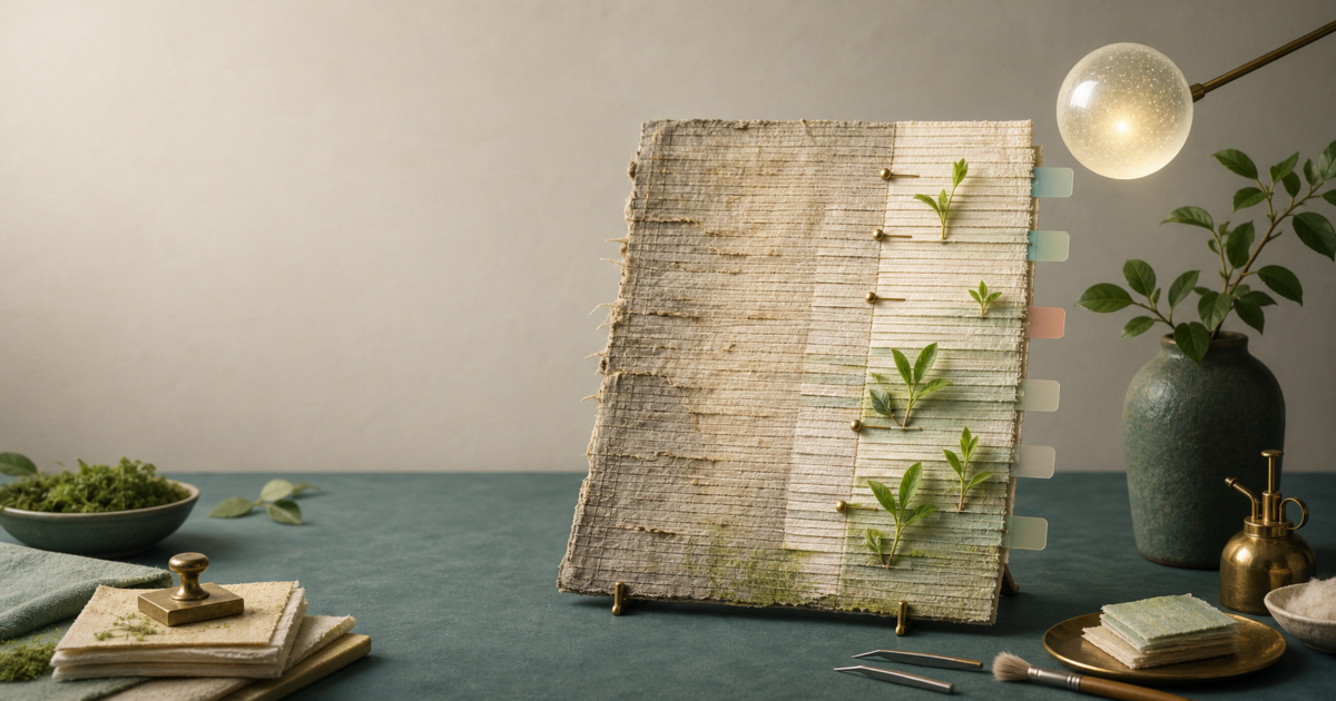 Abstract conservation scene representing an old WordPress post being refreshed with AI.